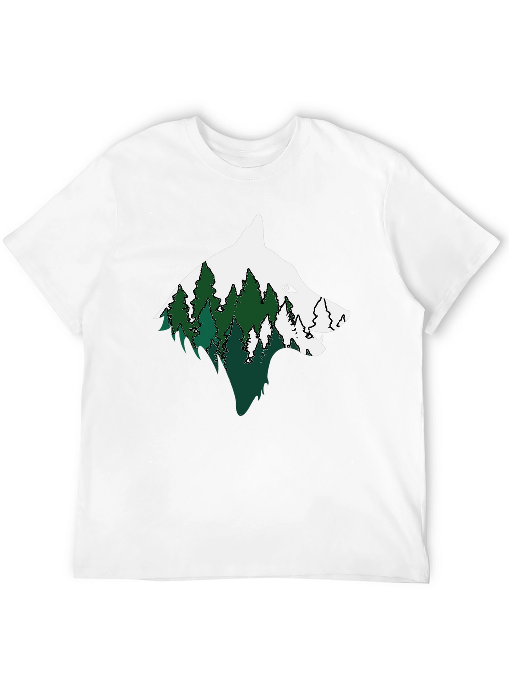 Wolf & Forest Graphic Print Mens Black T-Shirt