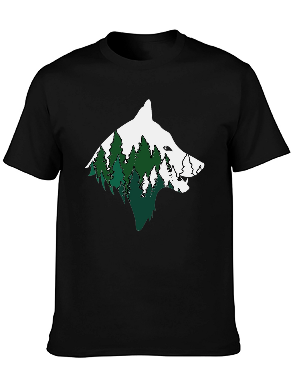 Wolf & Forest Graphic Print Mens Black T-Shirt