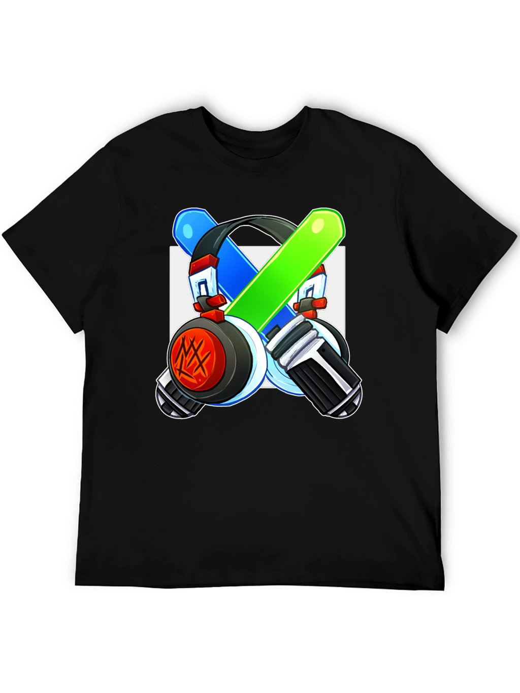 Cool Graphic Tee - Headphones & Light Saber Design