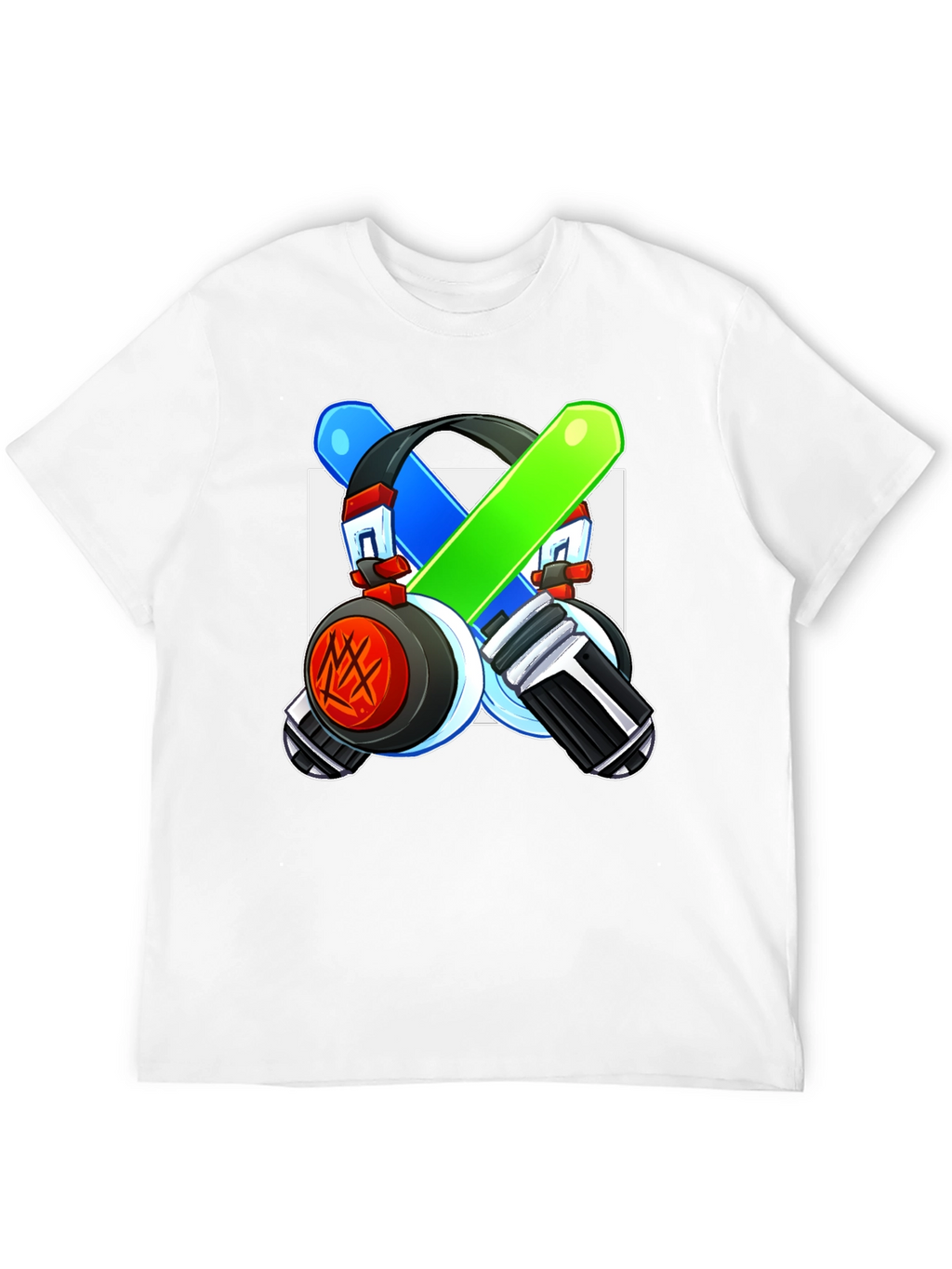 Cool Graphic Tee - Headphones & Light Saber Design