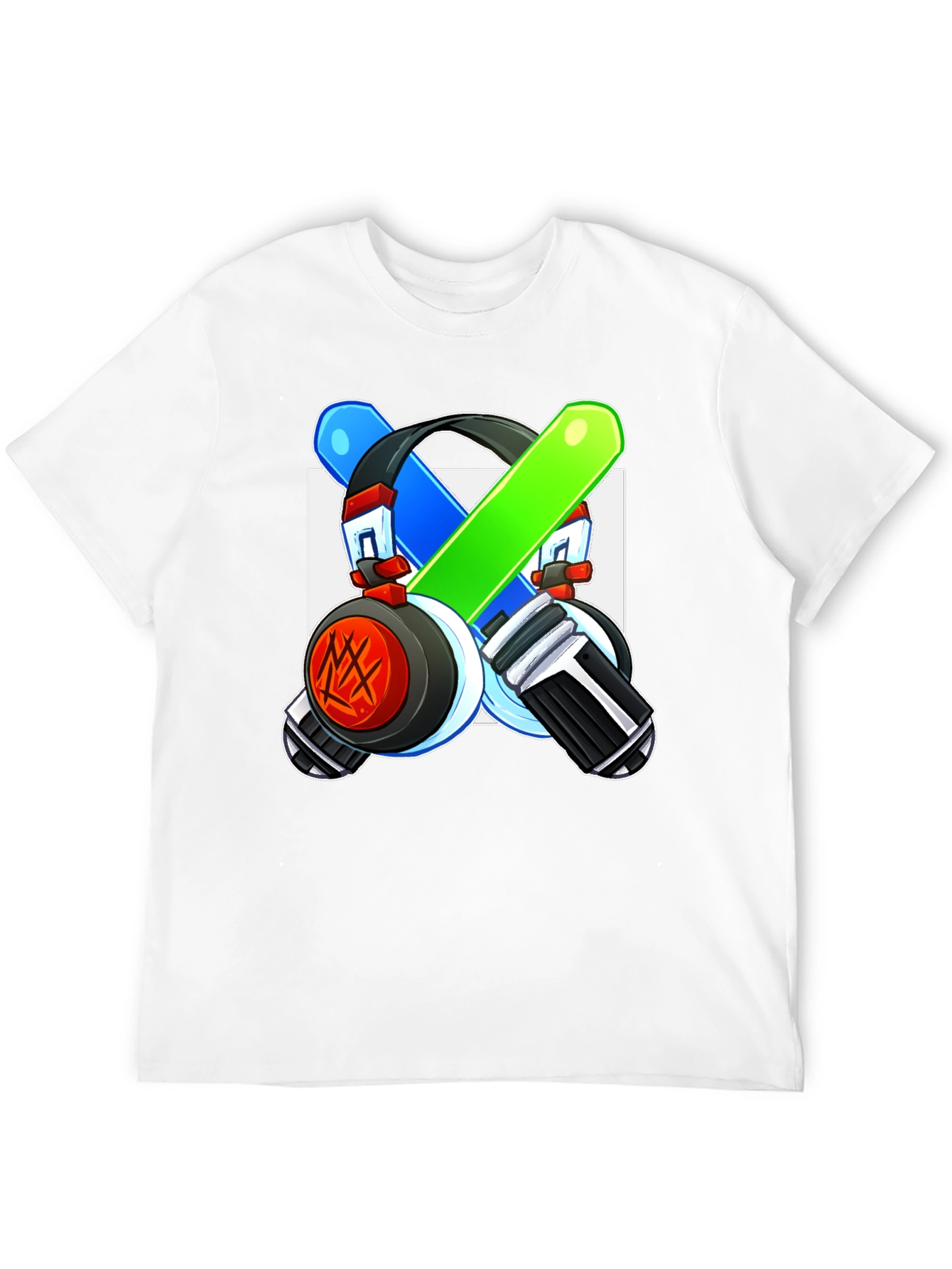 Cool Graphic Tee - Headphones & Light Saber Design