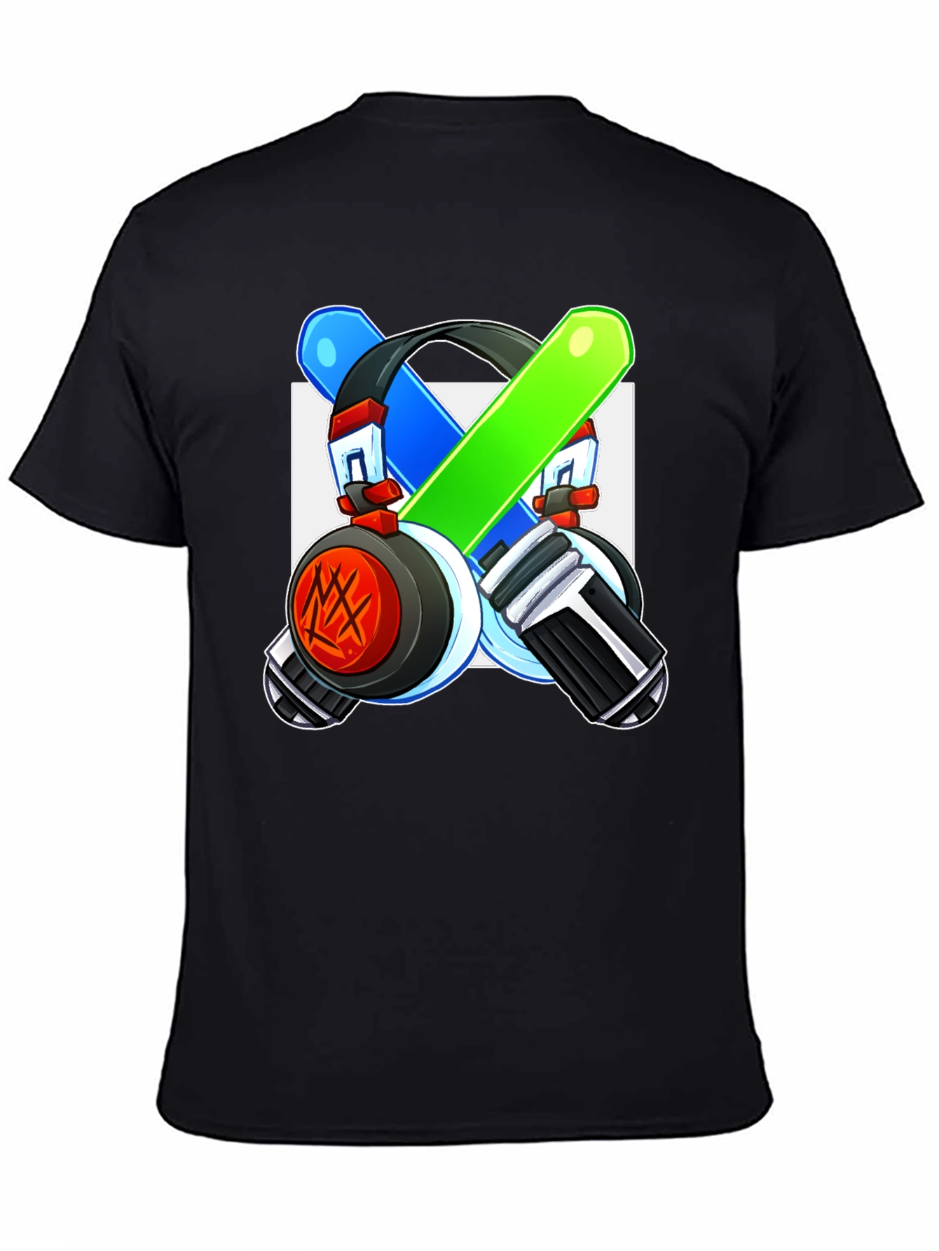Cool Graphic Tee - Headphones & Light Saber Design