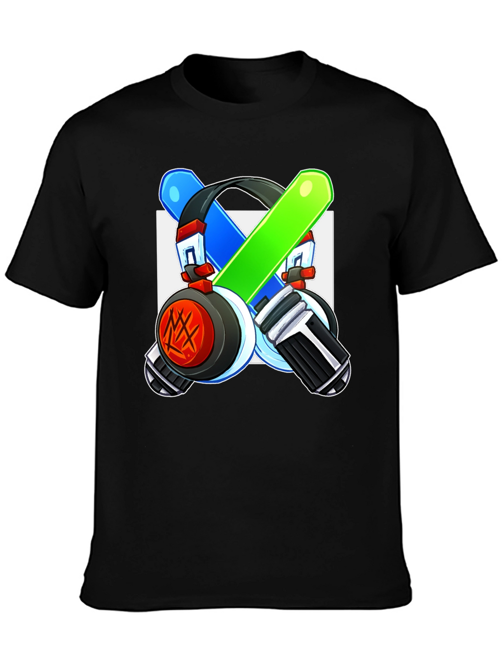 Cool Graphic Tee - Headphones & Light Saber Design