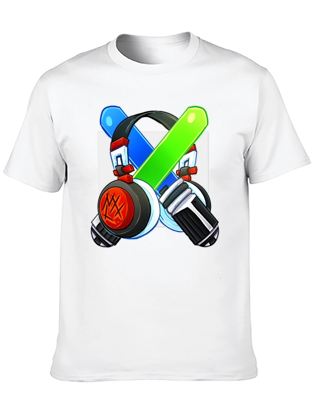 Cool Graphic Tee - Headphones & Light Saber Design