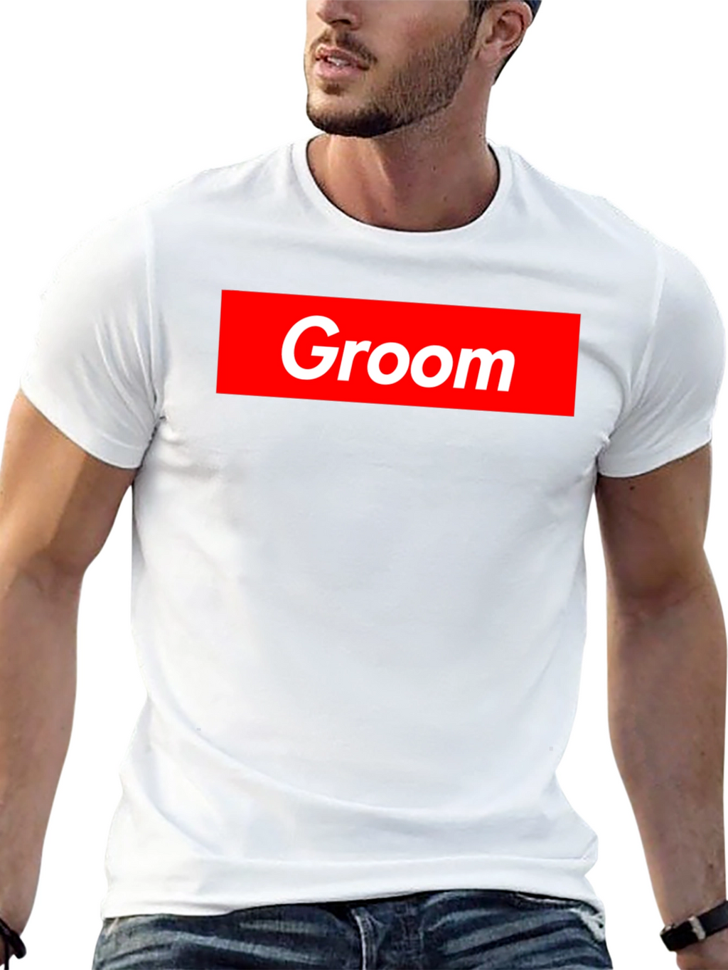 Groom Crew Tee - Bold Red Graphic
