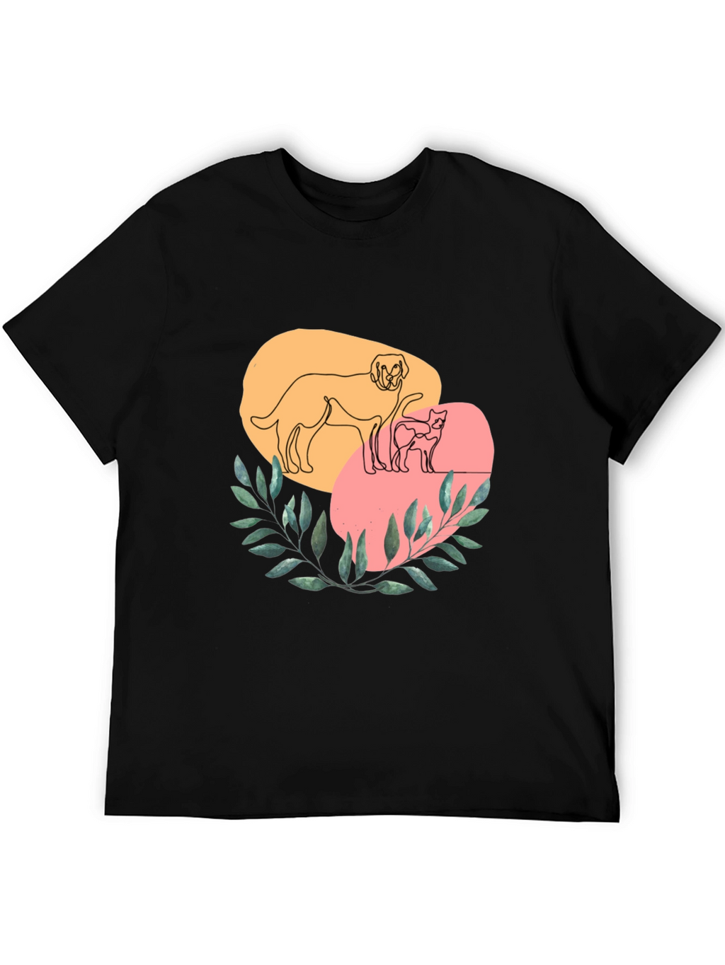Dog and Cat Line Art Graphic Tee