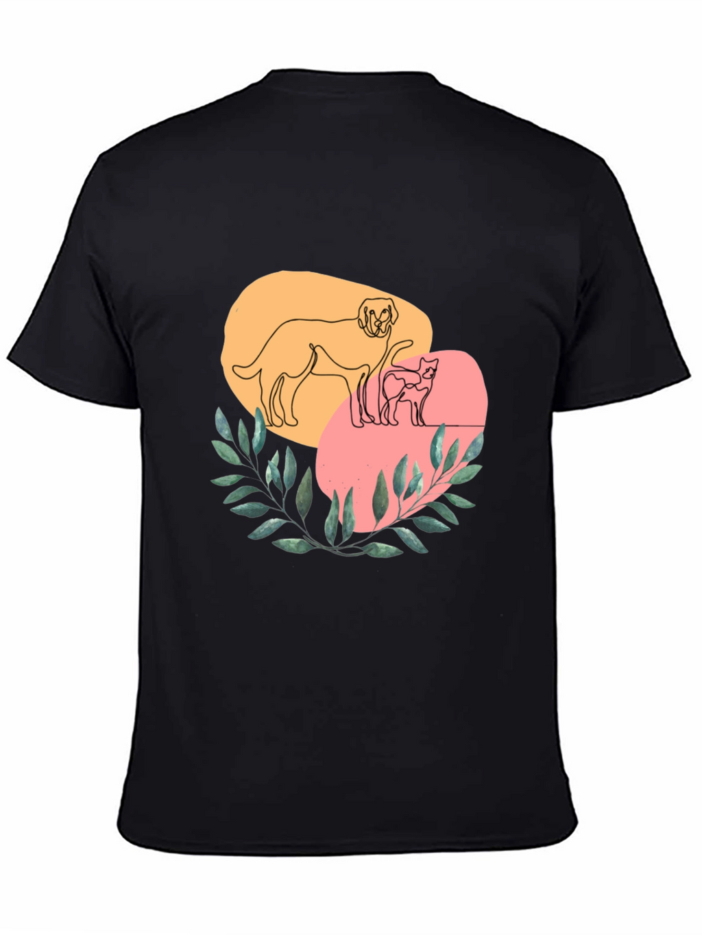 Dog and Cat Line Art Graphic Tee