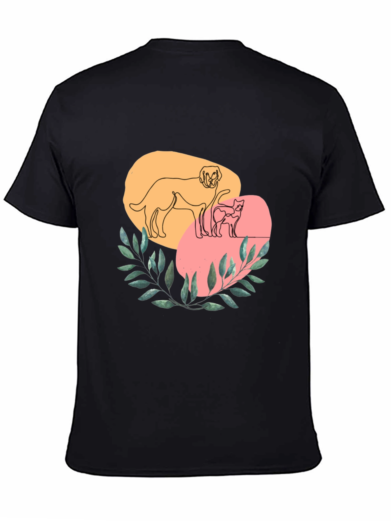 Dog and Cat Line Art Graphic Tee