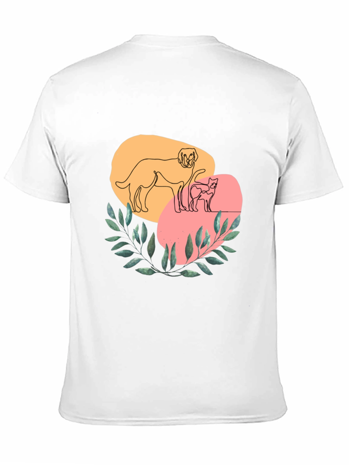Dog and Cat Line Art Graphic Tee