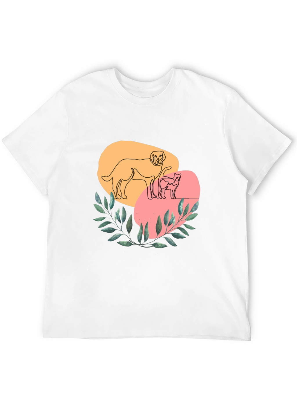 Dog and Cat Line Art Graphic Tee