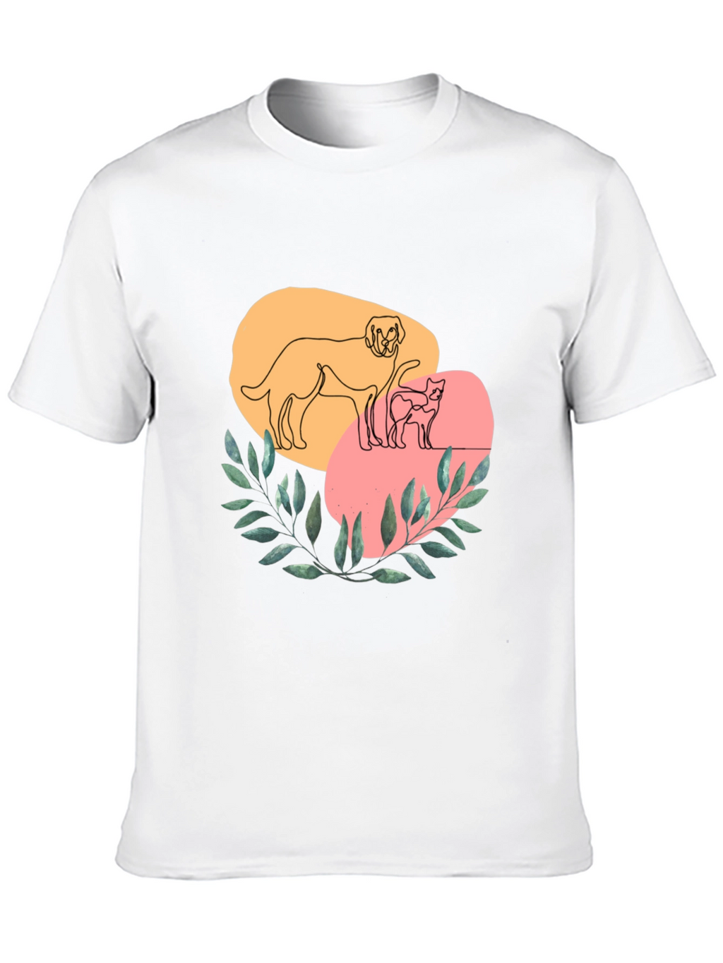 Dog and Cat Line Art Graphic Tee