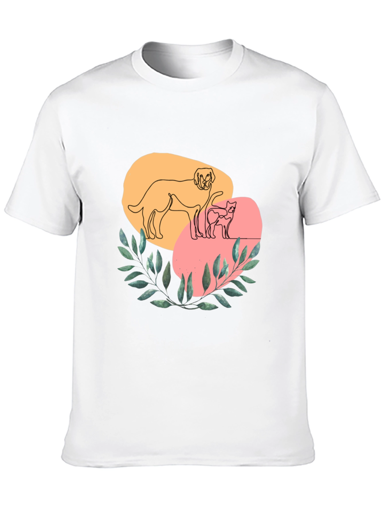 Dog and Cat Line Art Graphic Tee