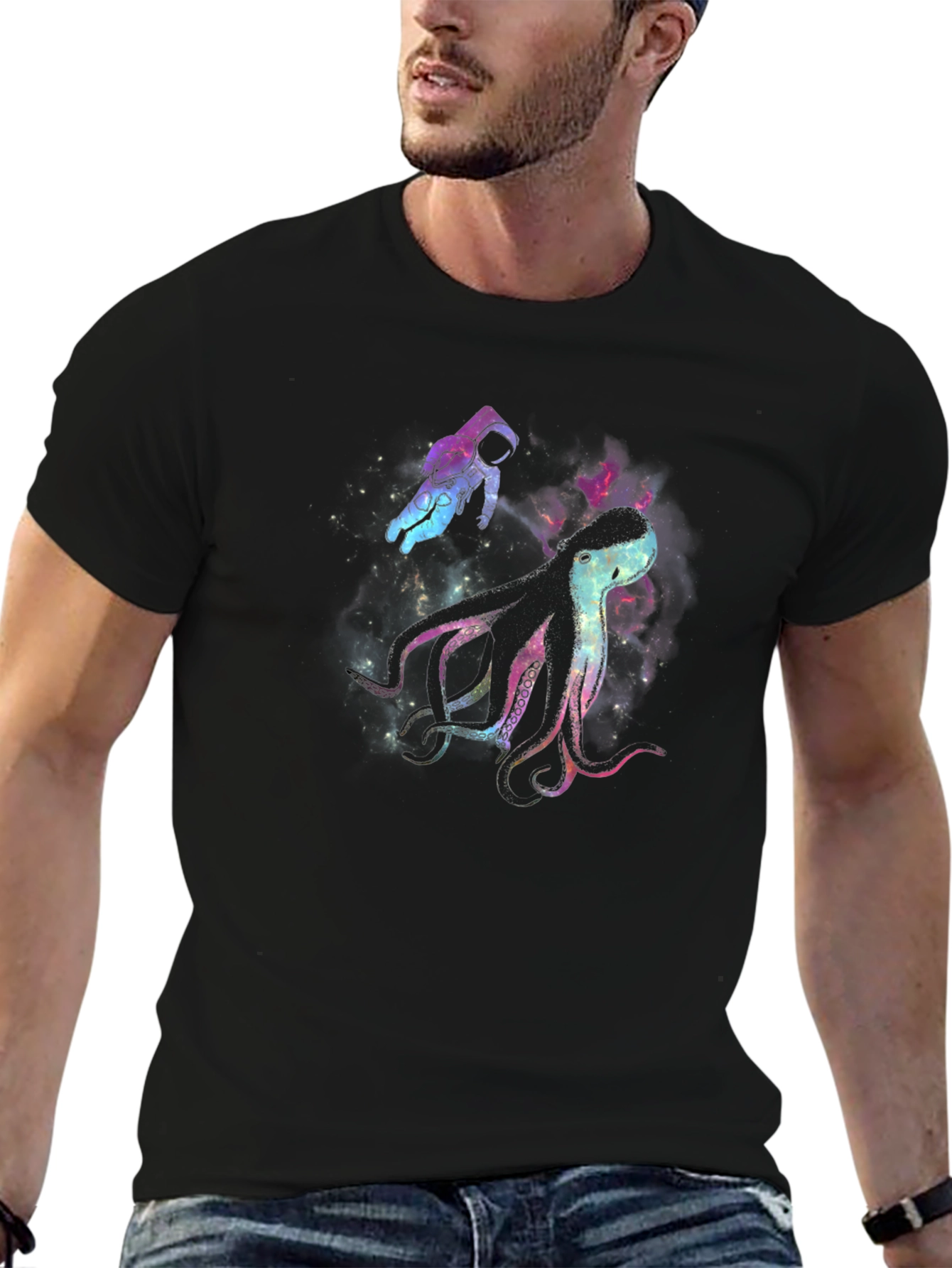 Space Octopus Graphic T-Shirt