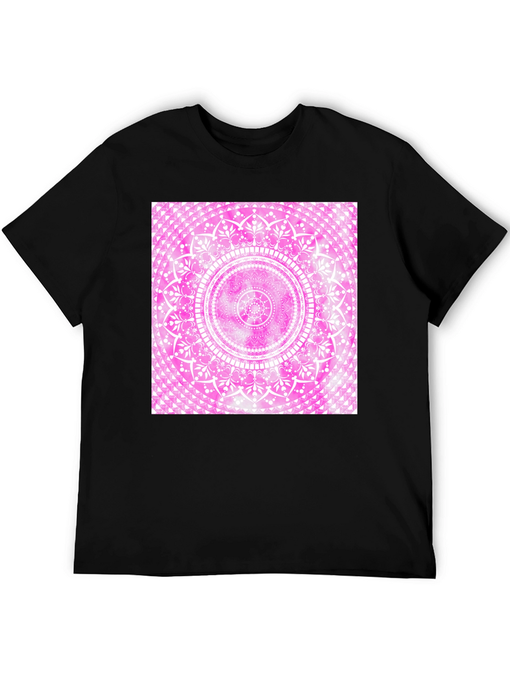 Pink Mandala Graphic Tee - Black Cotton Blend