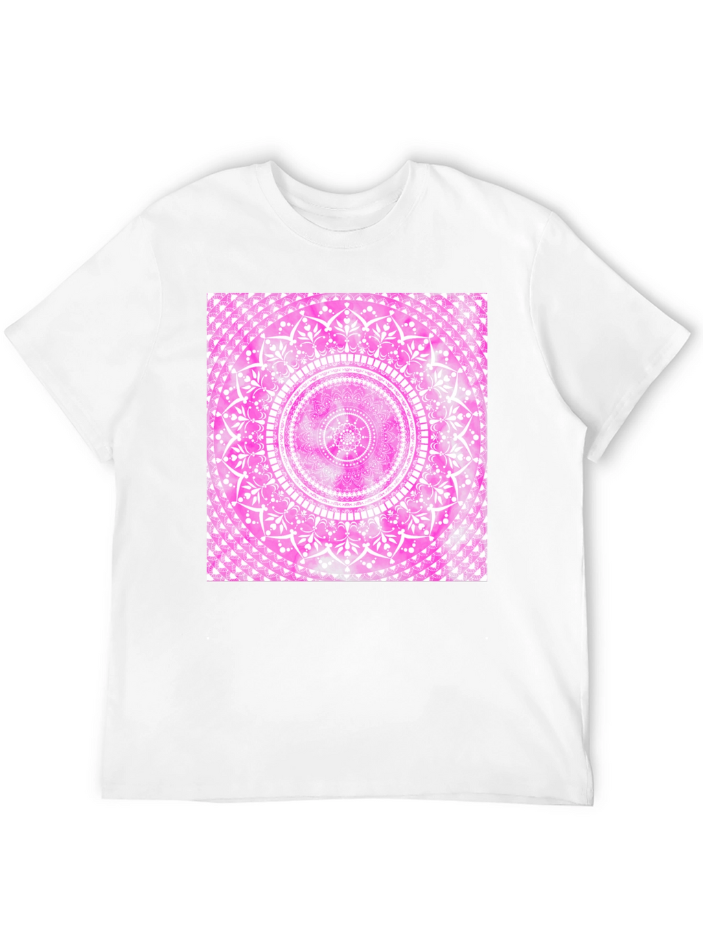 Pink Mandala Graphic Tee - Black Cotton Blend