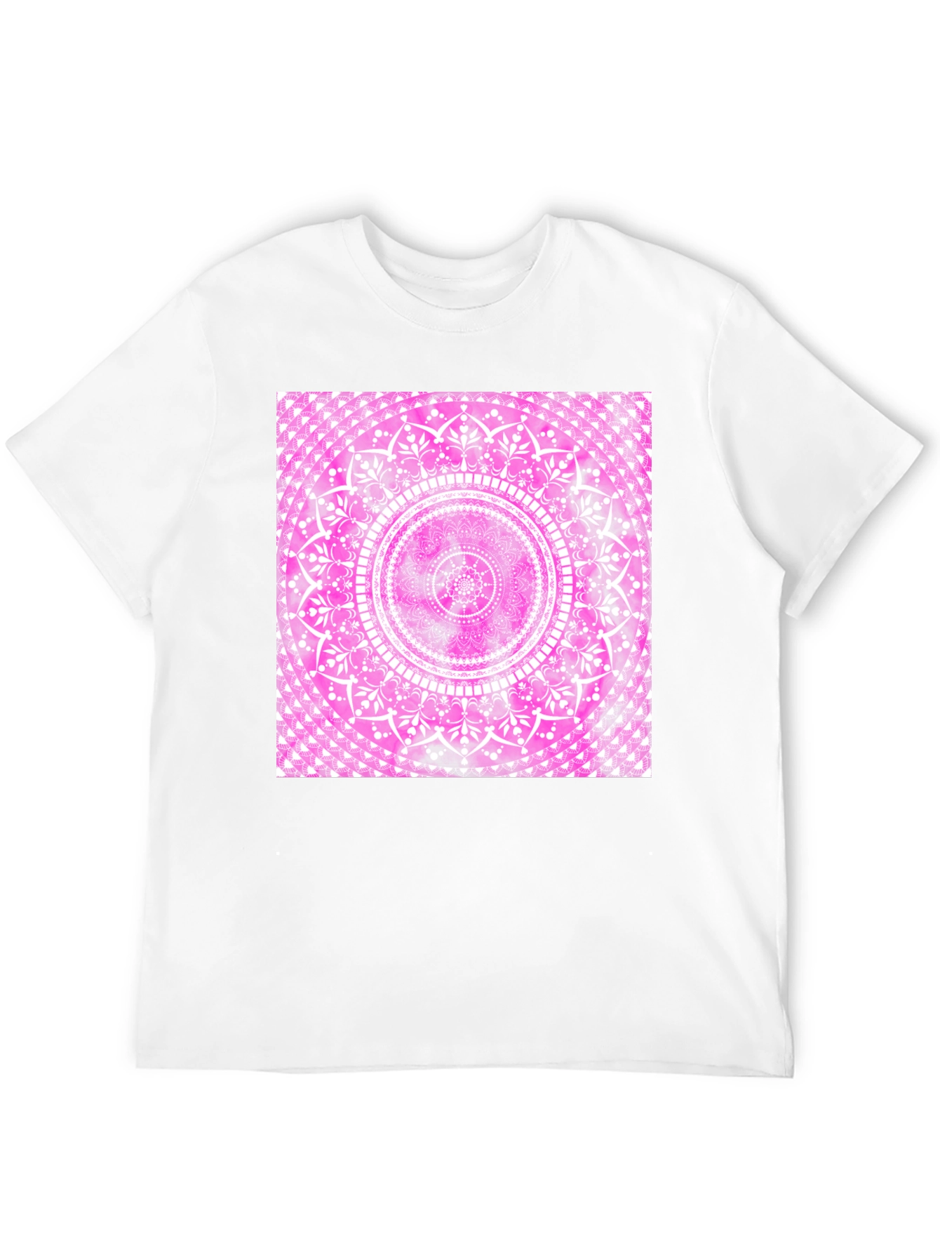Pink Mandala Graphic Tee - Black Cotton Blend