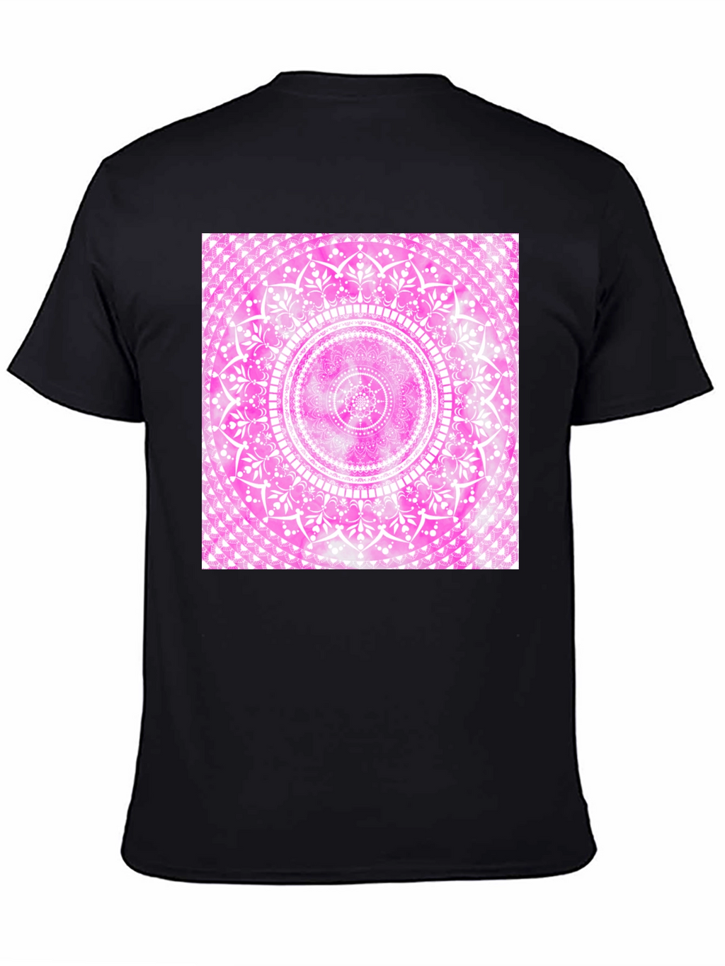 Pink Mandala Graphic Tee - Black Cotton Blend