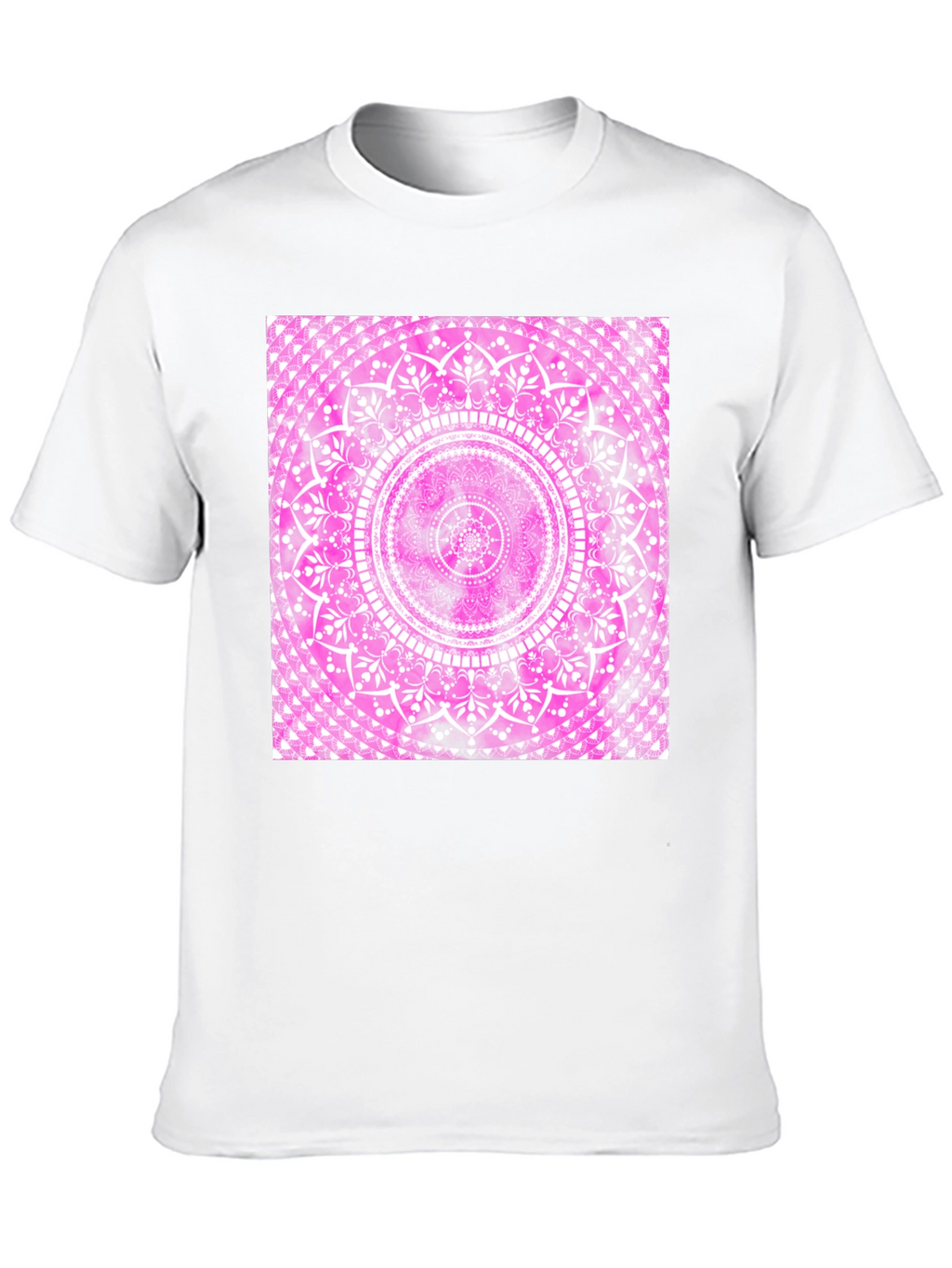 Pink Mandala Graphic Tee - Black Cotton Blend