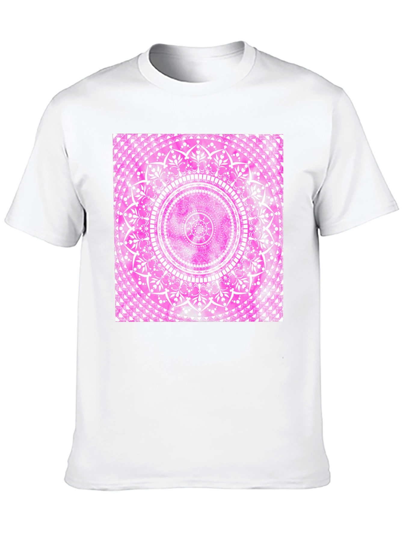 Pink Mandala Graphic Tee - Black Cotton Blend