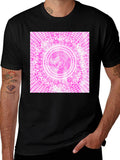 Pink Mandala Graphic Tee - Black Cotton Blend