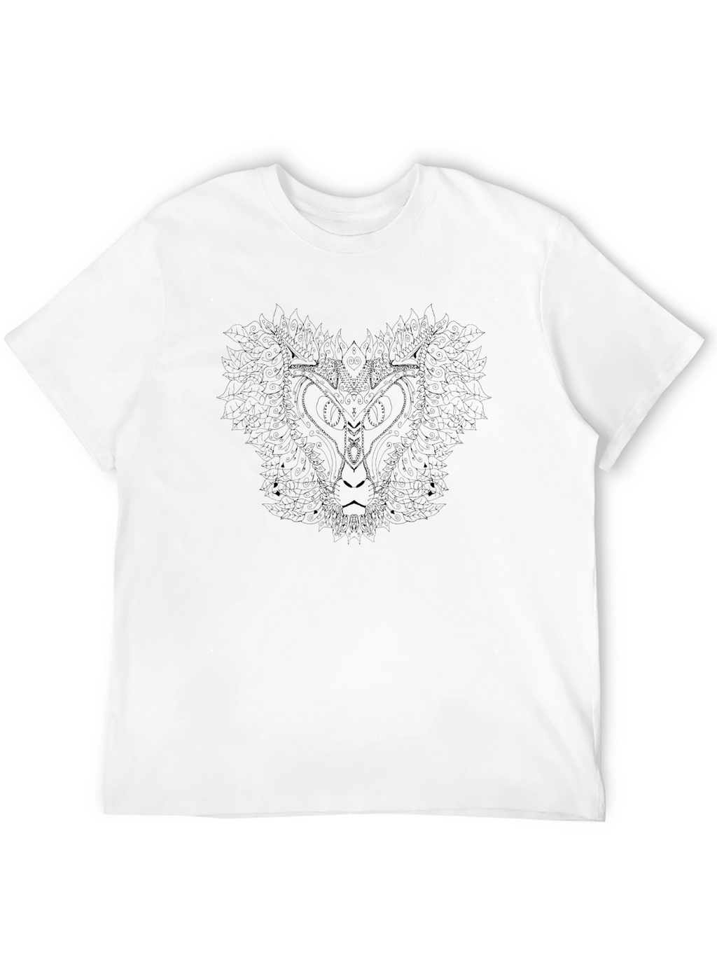 Abstract Lion Graphic Black T-Shirt
