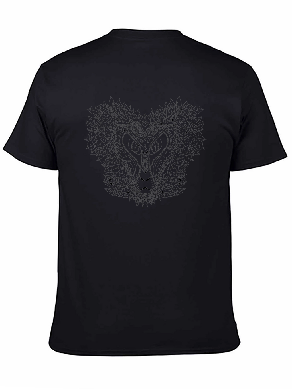 Abstract Lion Graphic Black T-Shirt