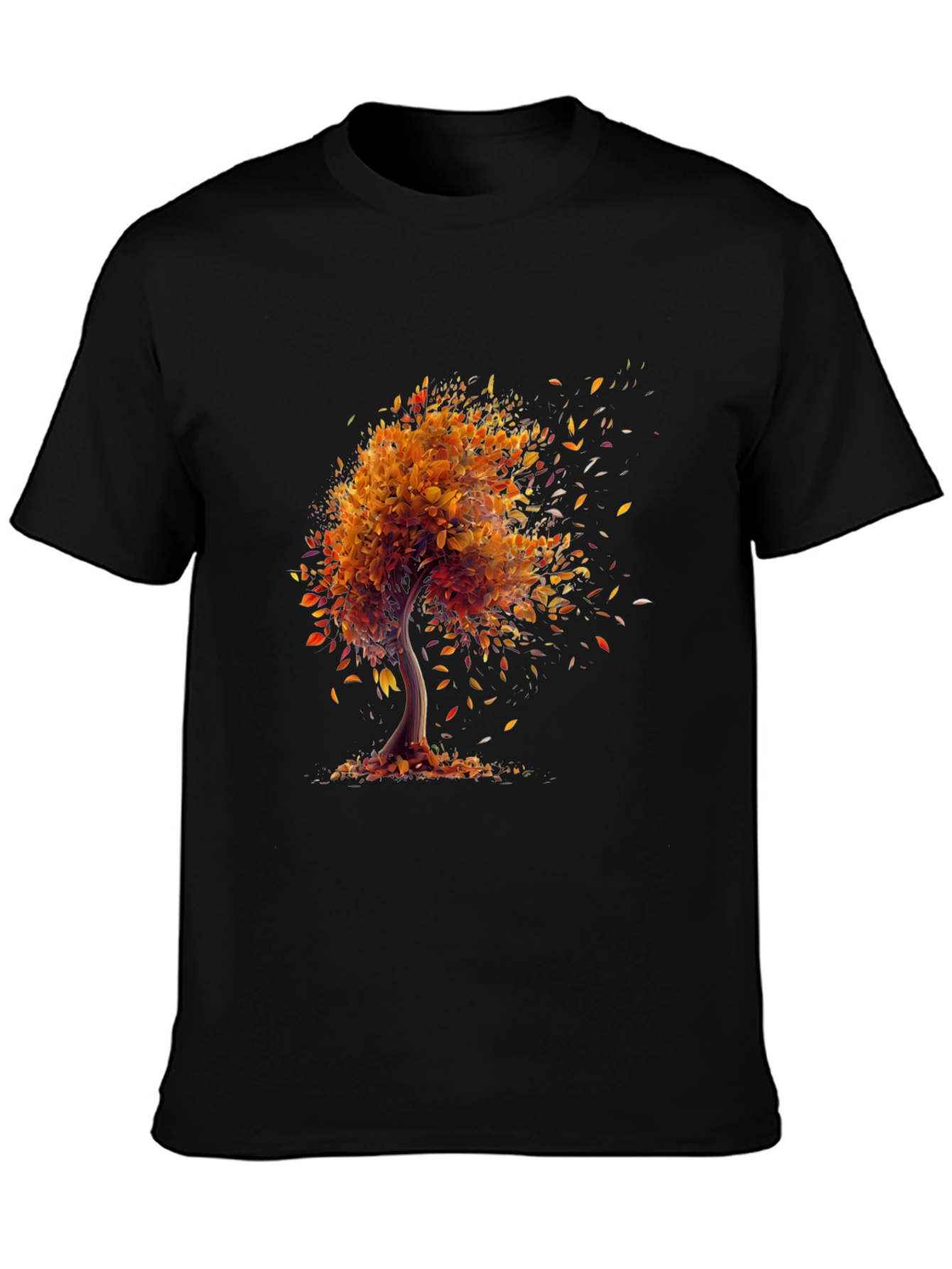 Autumn Tree Graphic Tee - Stylish Black Shirt
