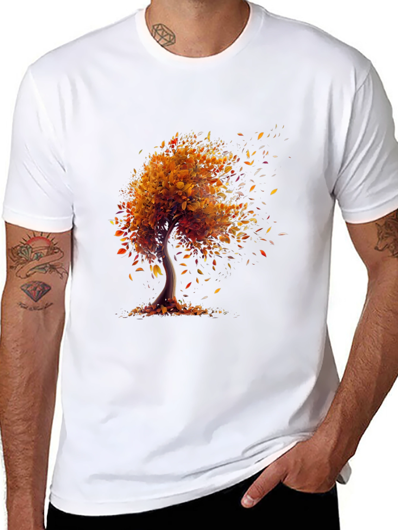 Autumn Tree Graphic Tee - Stylish Black Shirt