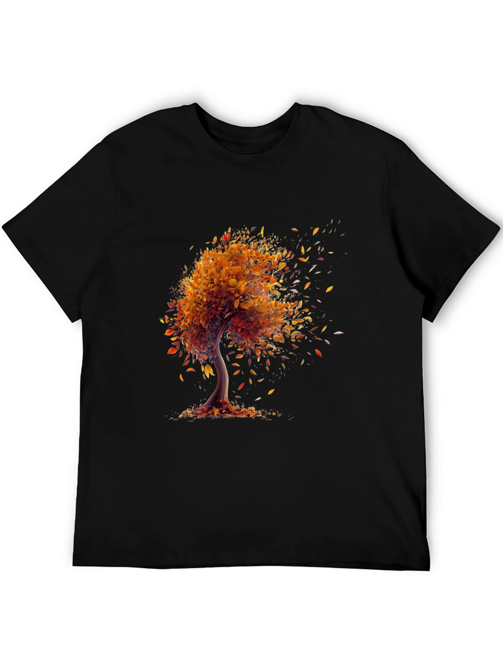 Autumn Tree Graphic Tee - Stylish Black Shirt