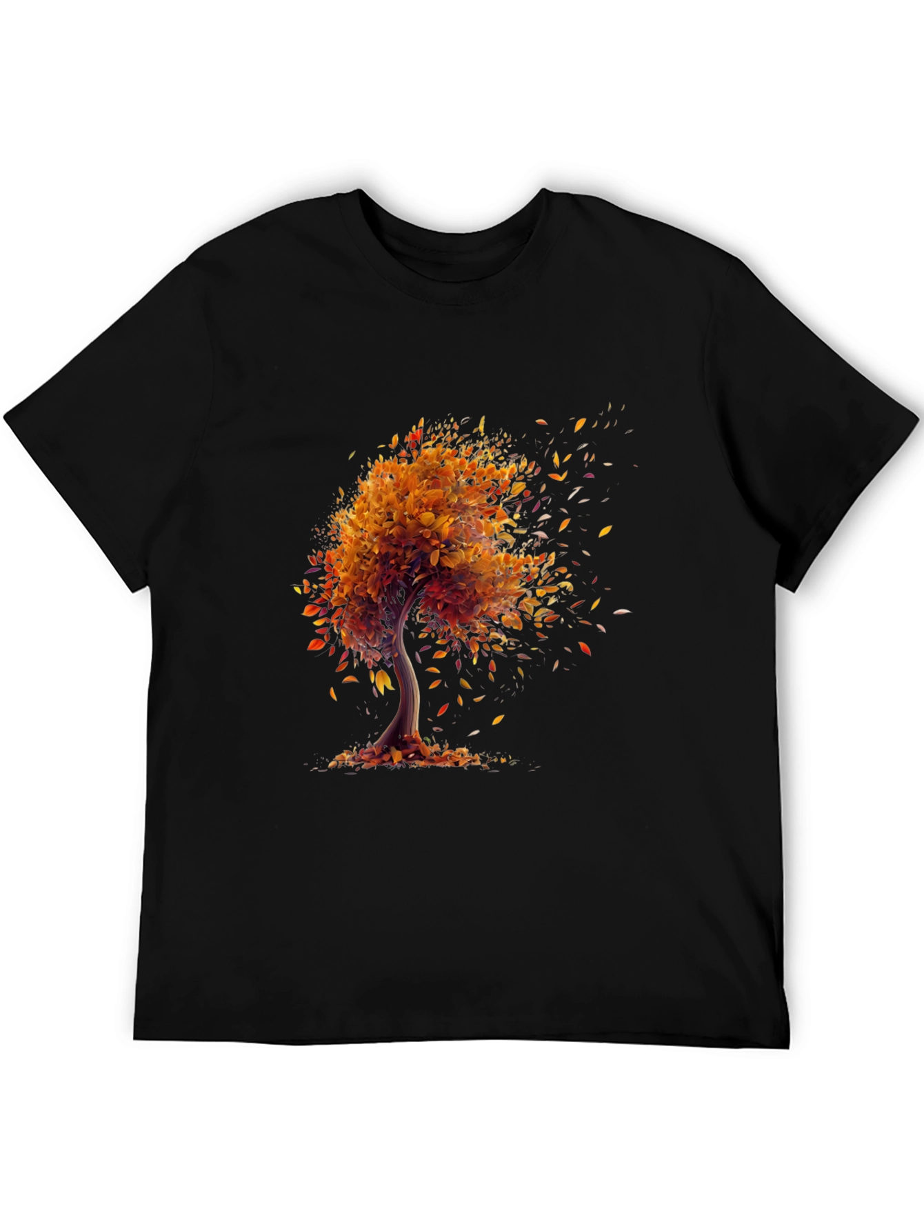 Autumn Tree Graphic Tee - Stylish Black Shirt