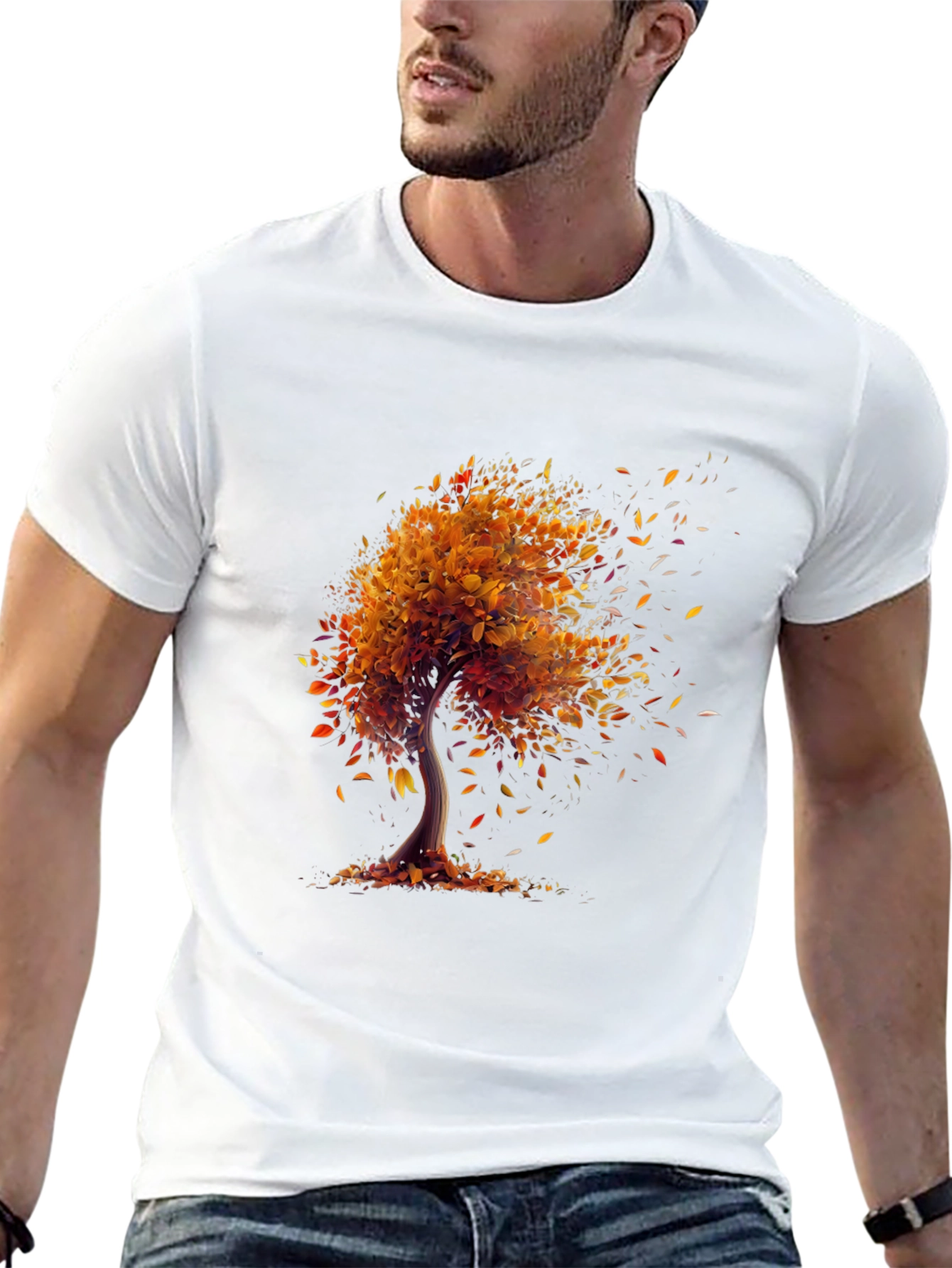 Autumn Tree Graphic Tee - Stylish Black Shirt