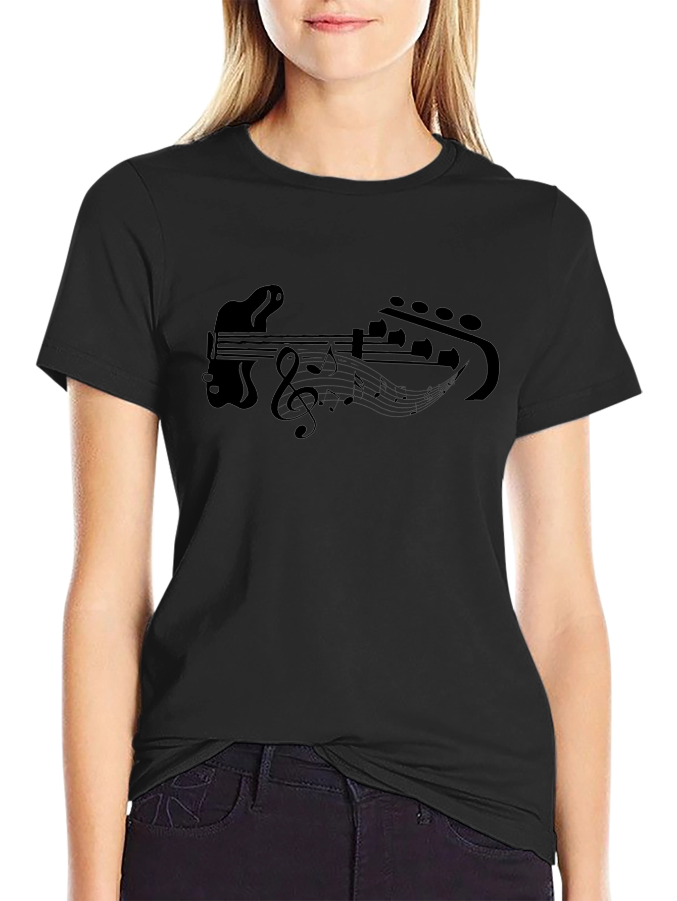 Musical Guitar T-Shirt - Black Cotton Tee