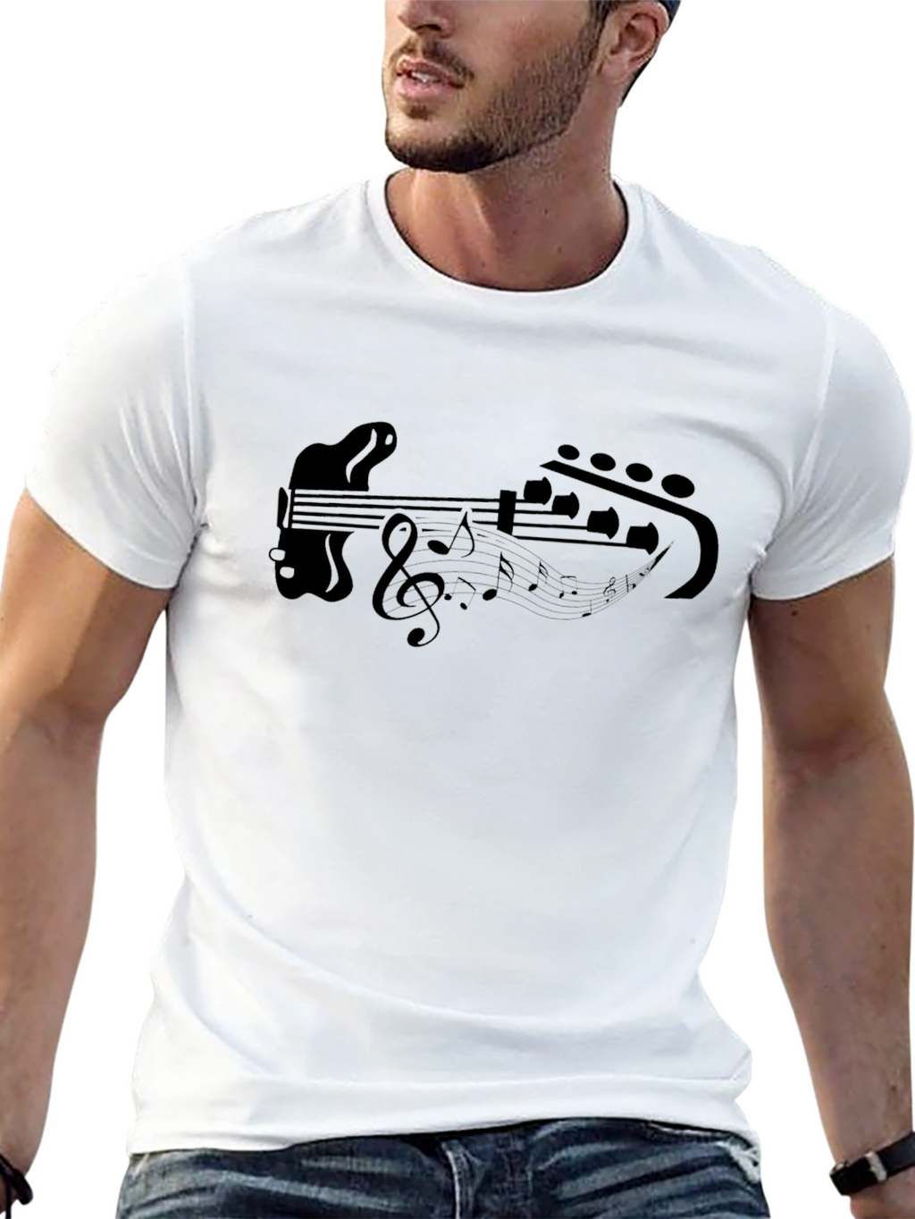 Musical Guitar T-Shirt - Black Cotton Tee