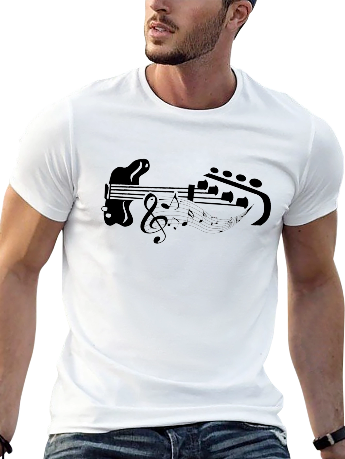 Musical Guitar T-Shirt - Black Cotton Tee
