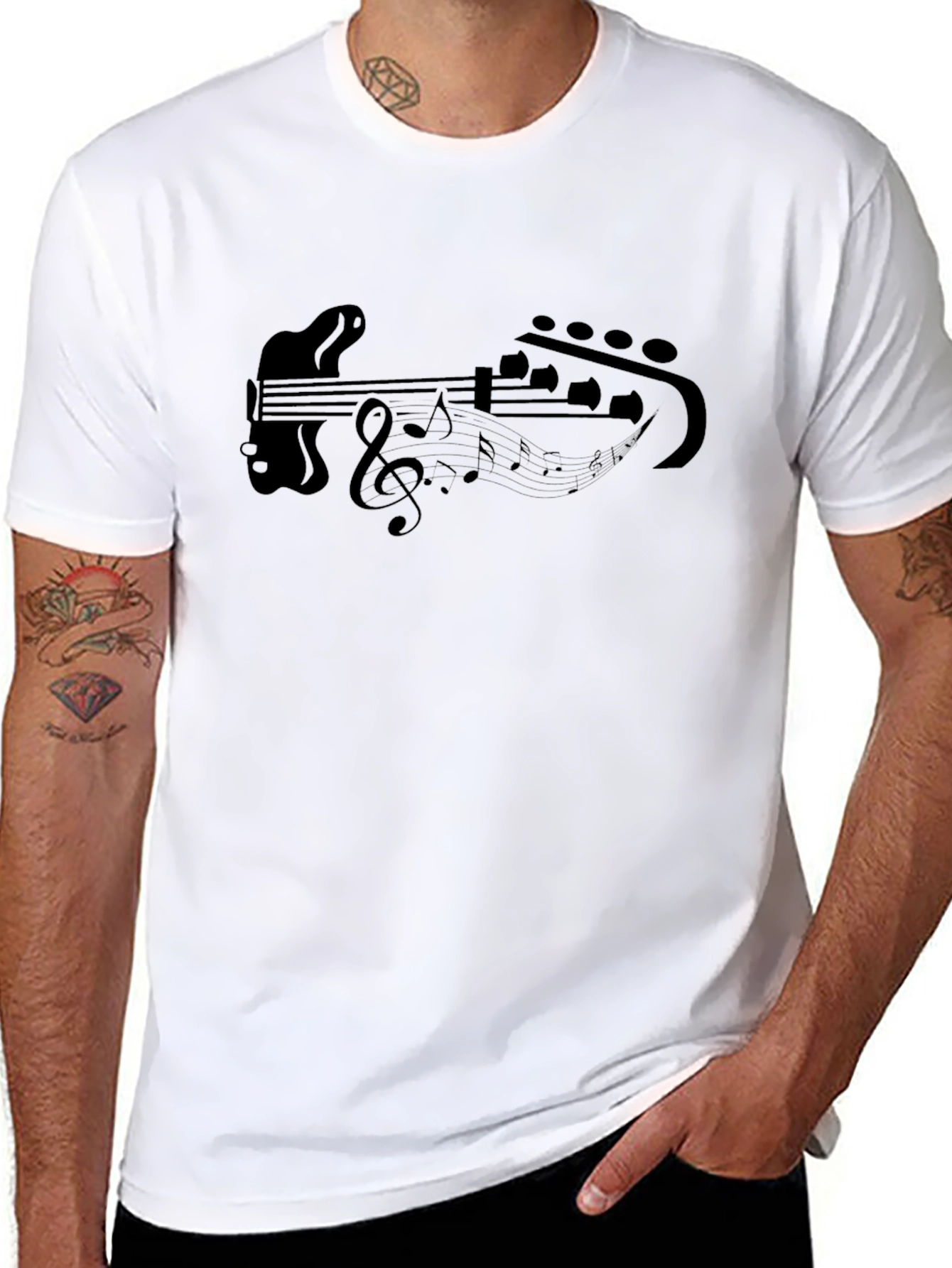 Musical Guitar T-Shirt - Black Cotton Tee