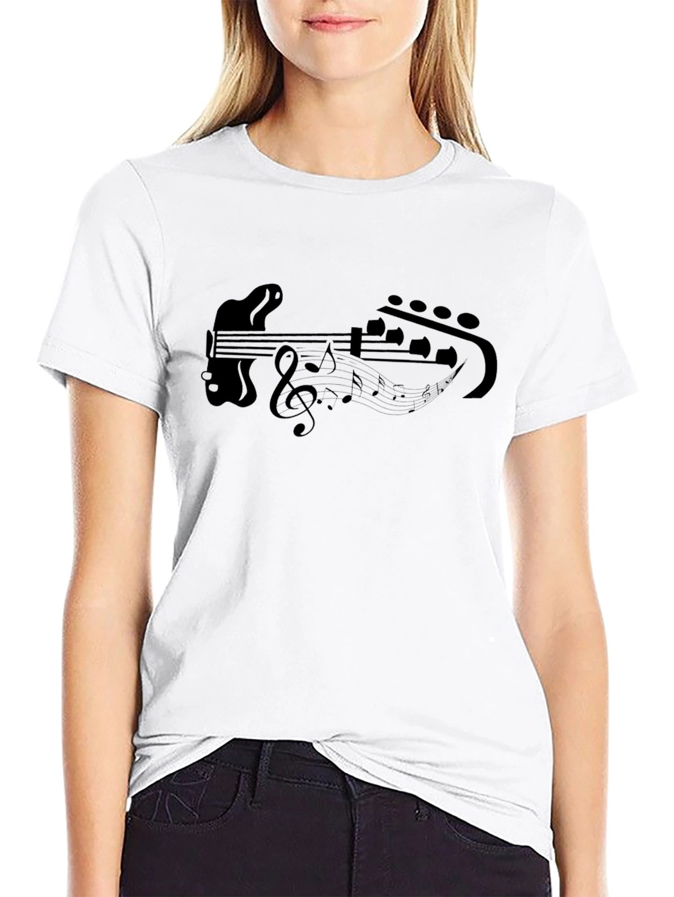 Musical Guitar T-Shirt - Black Cotton Tee