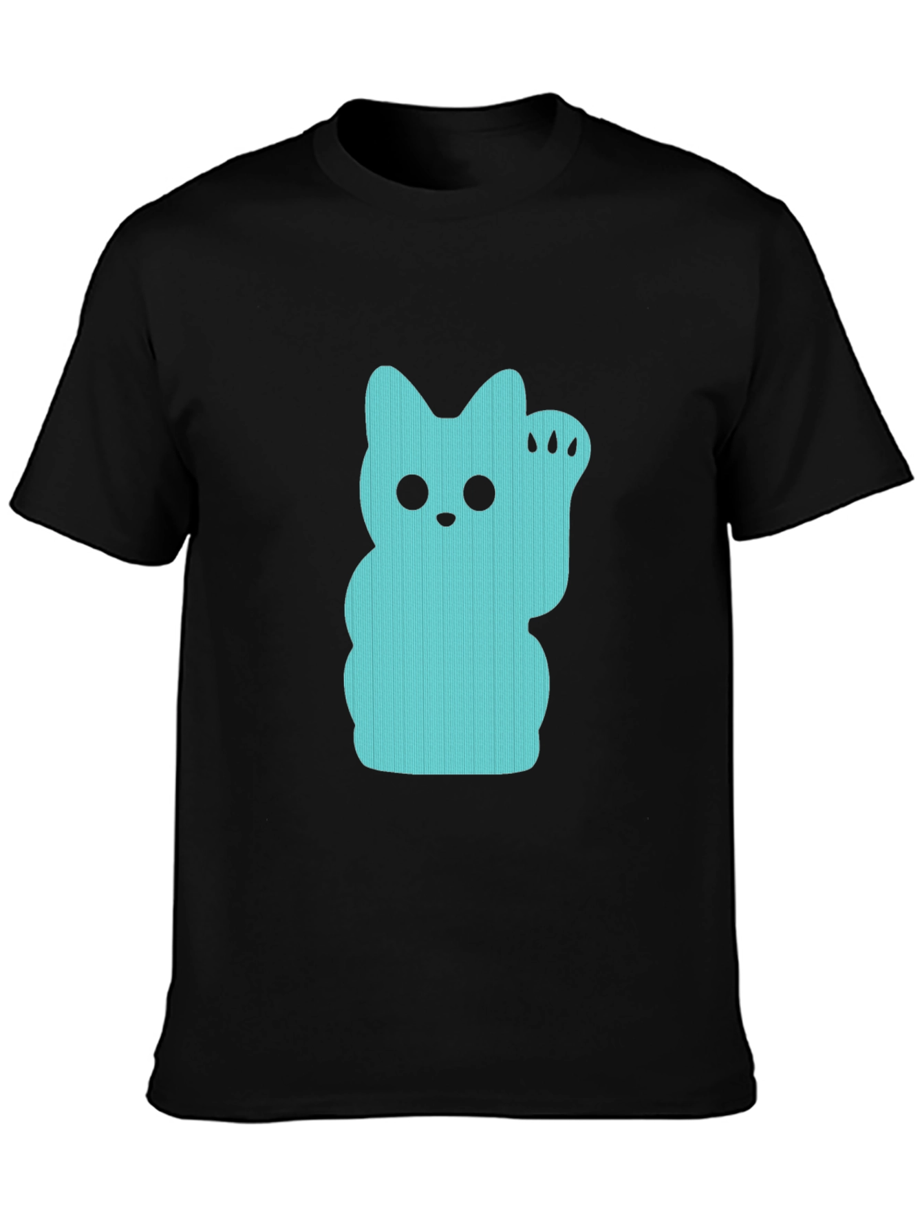 Lucky Cat Graphic Tee - Black Crew Neck