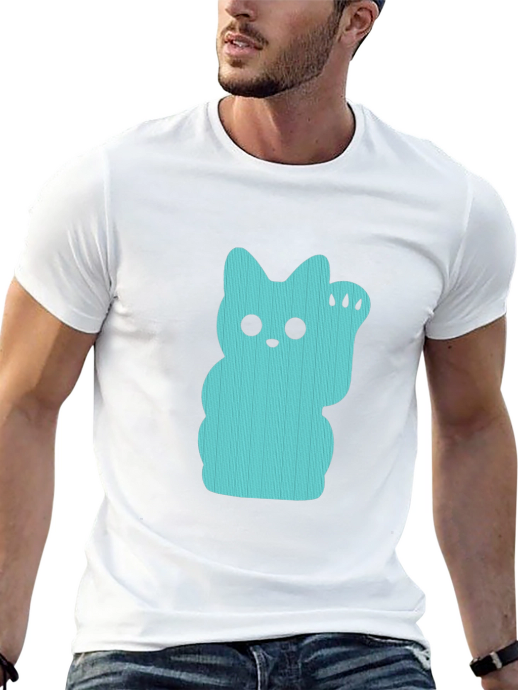 Lucky Cat Graphic Tee - Black Crew Neck