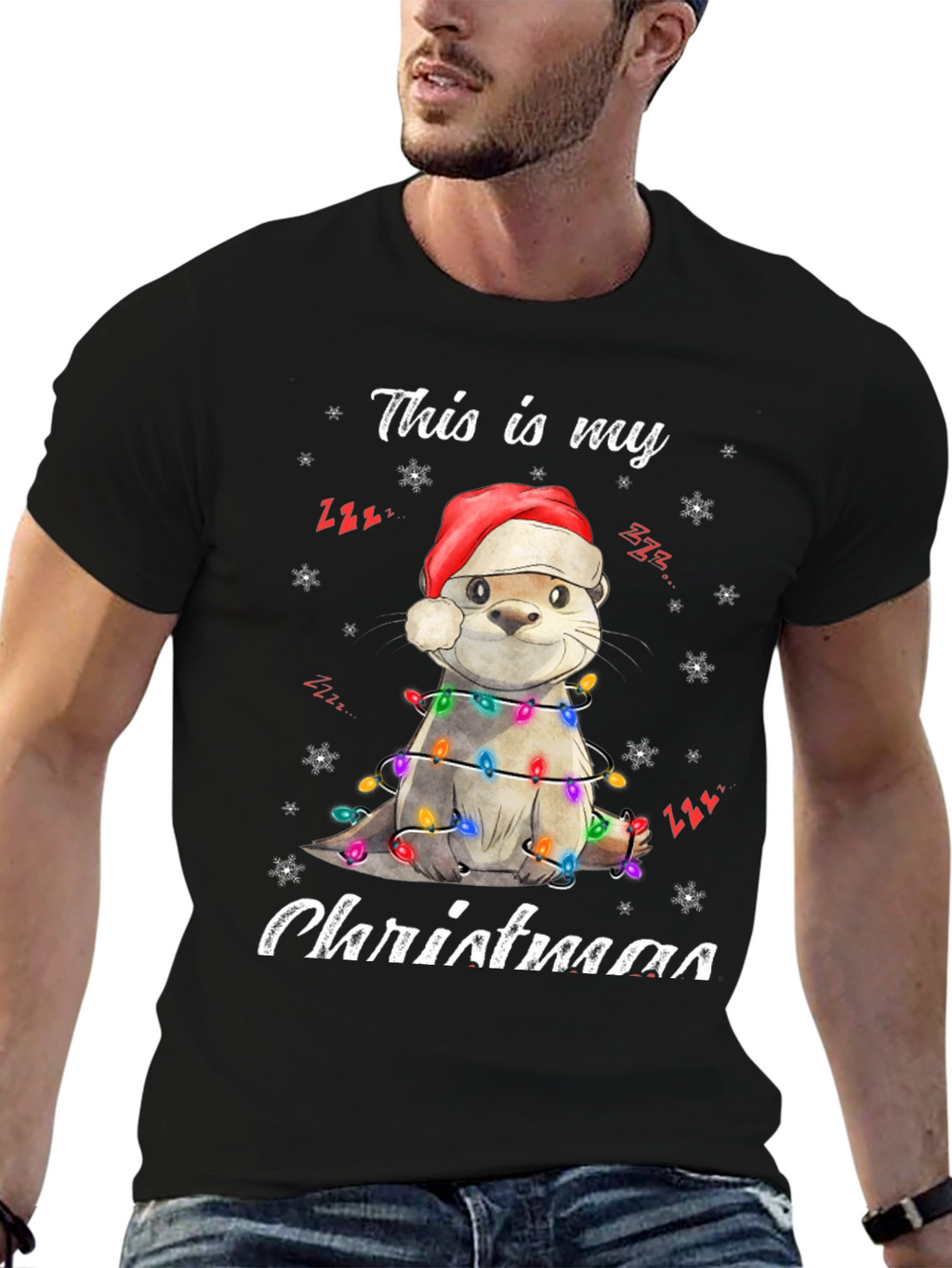 Festive Otter Christmas T-Shirt