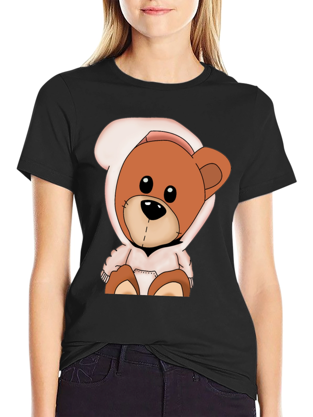 Teddy Bear Hoodie Graphic T-Shirt