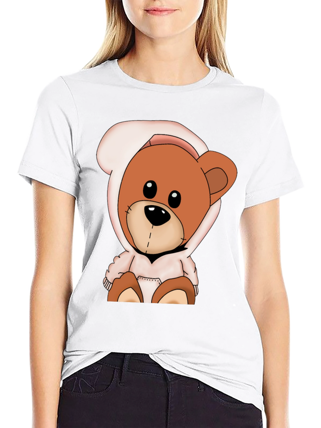 Teddy Bear Hoodie Graphic T-Shirt
