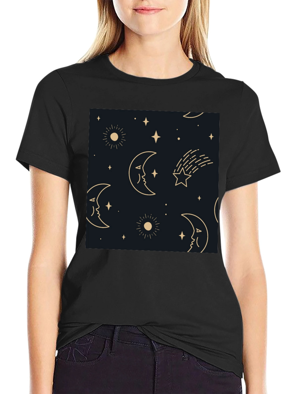 Celestial Dreamscape Tee - Stars Moons Comfort