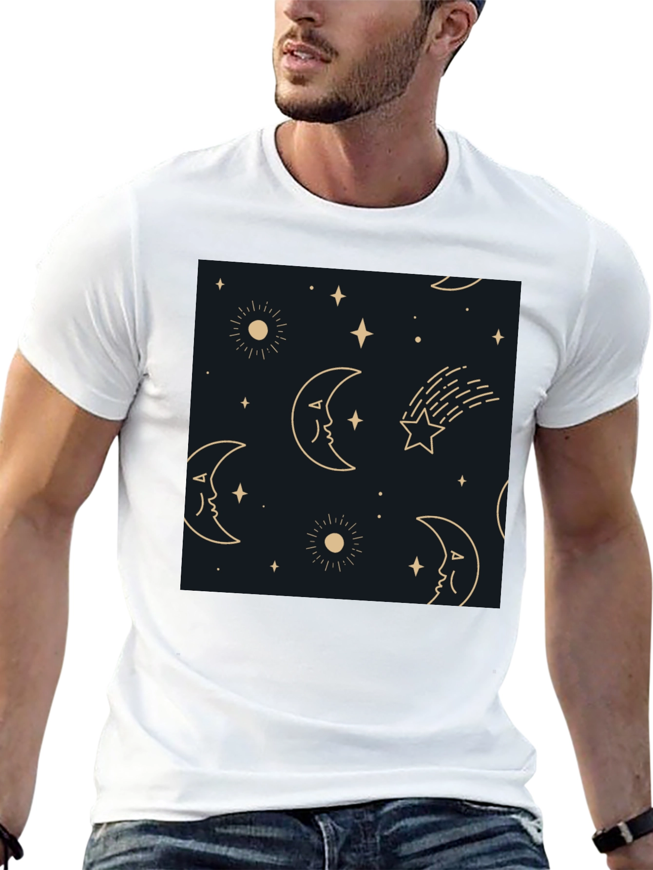 Celestial Dreamscape Tee - Stars Moons Comfort