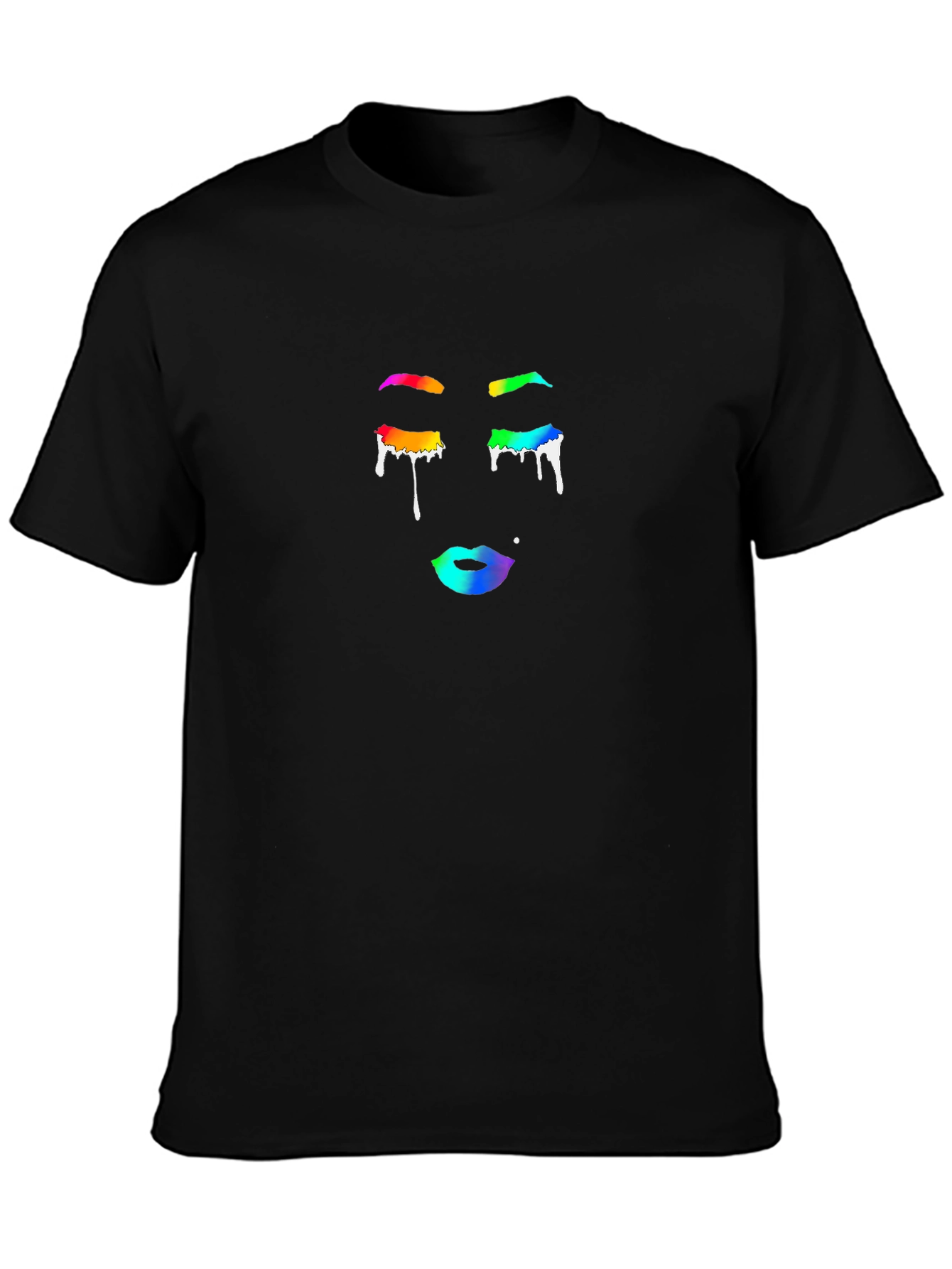 Rainbow Tears Graphic Black T-Shirt