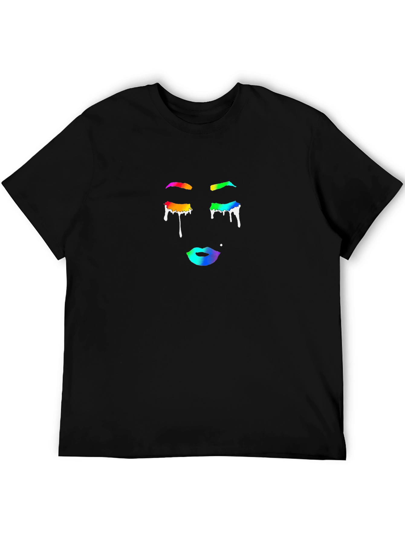 Rainbow Tears Graphic Black T-Shirt