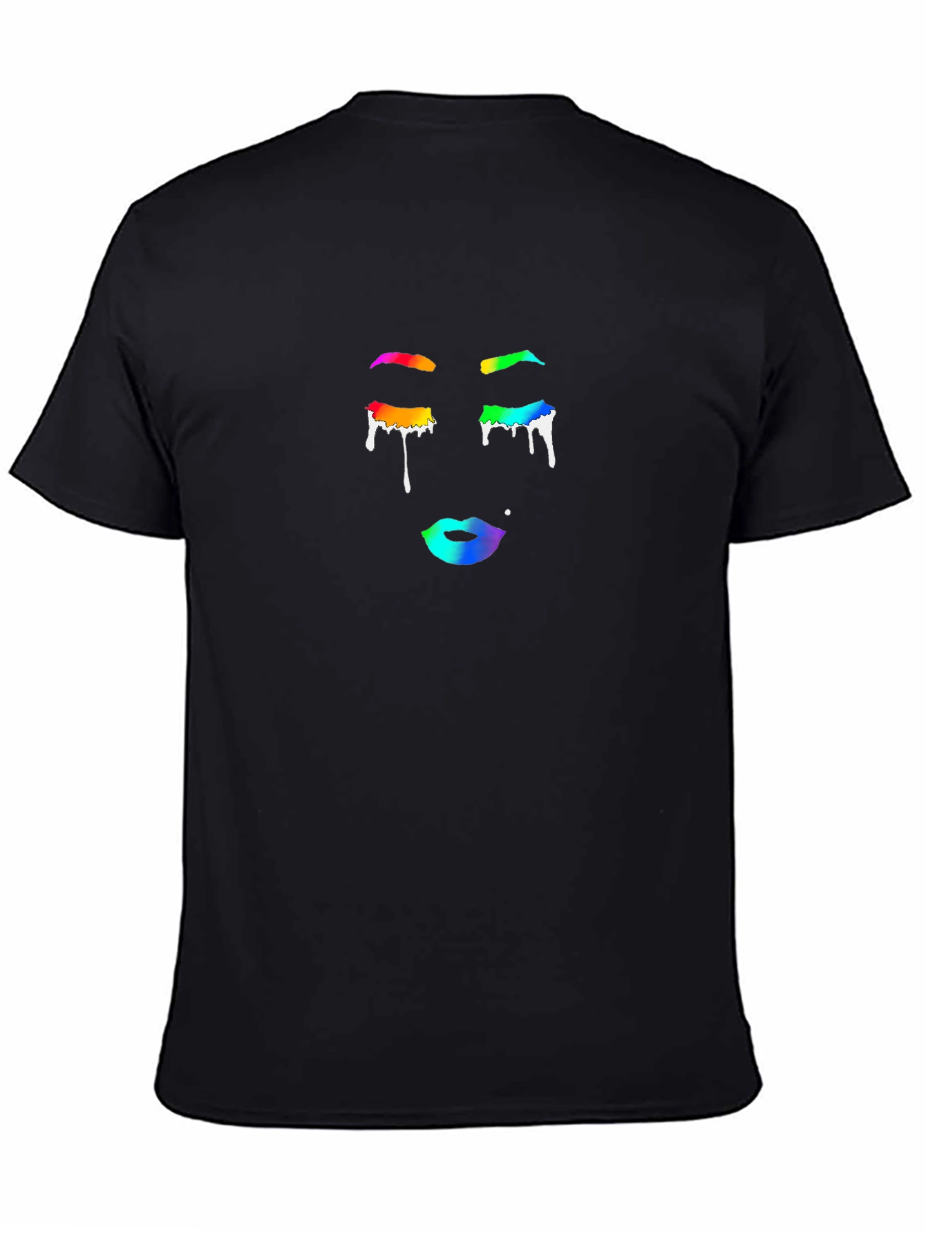 Rainbow Tears Graphic Black T-Shirt