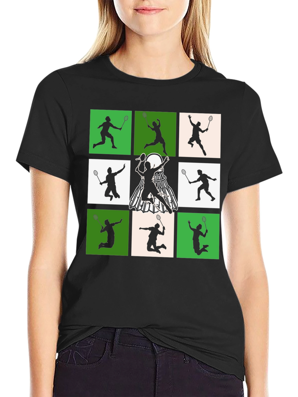 Badminton Player Silhouette Graphic Tee