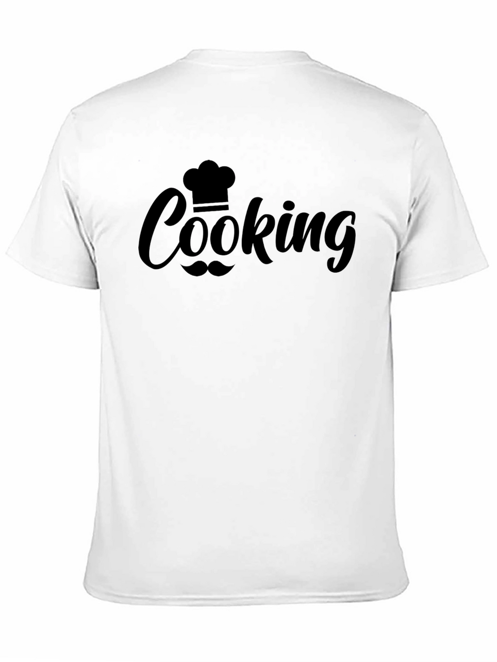 Cooking Chef Hat & Mustache Graphic Black T-Shirt
