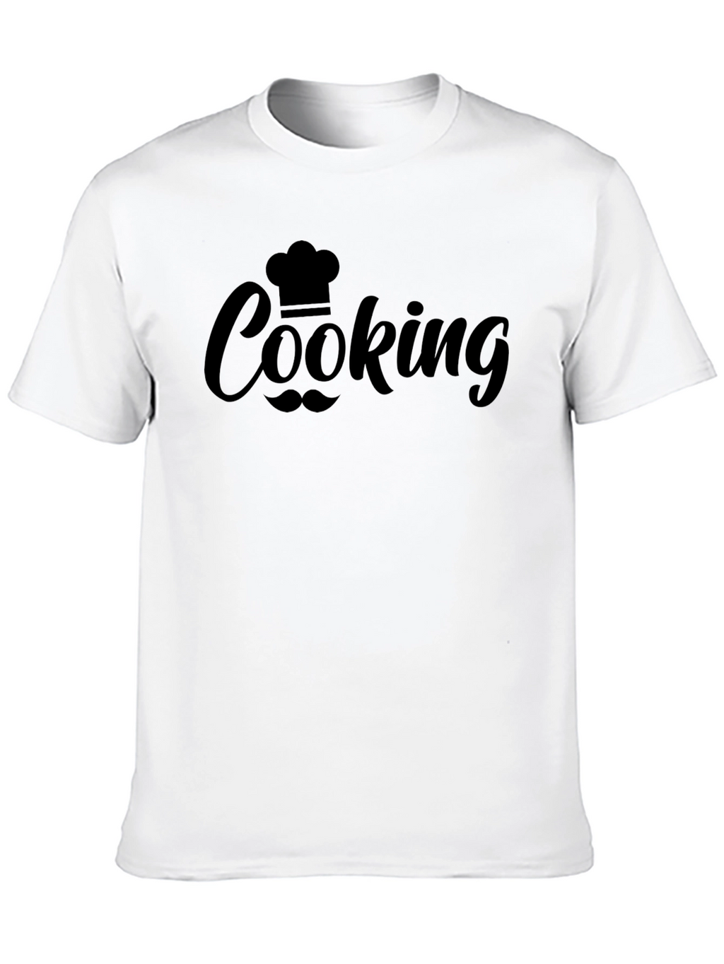 Cooking Chef Hat & Mustache Graphic Black T-Shirt