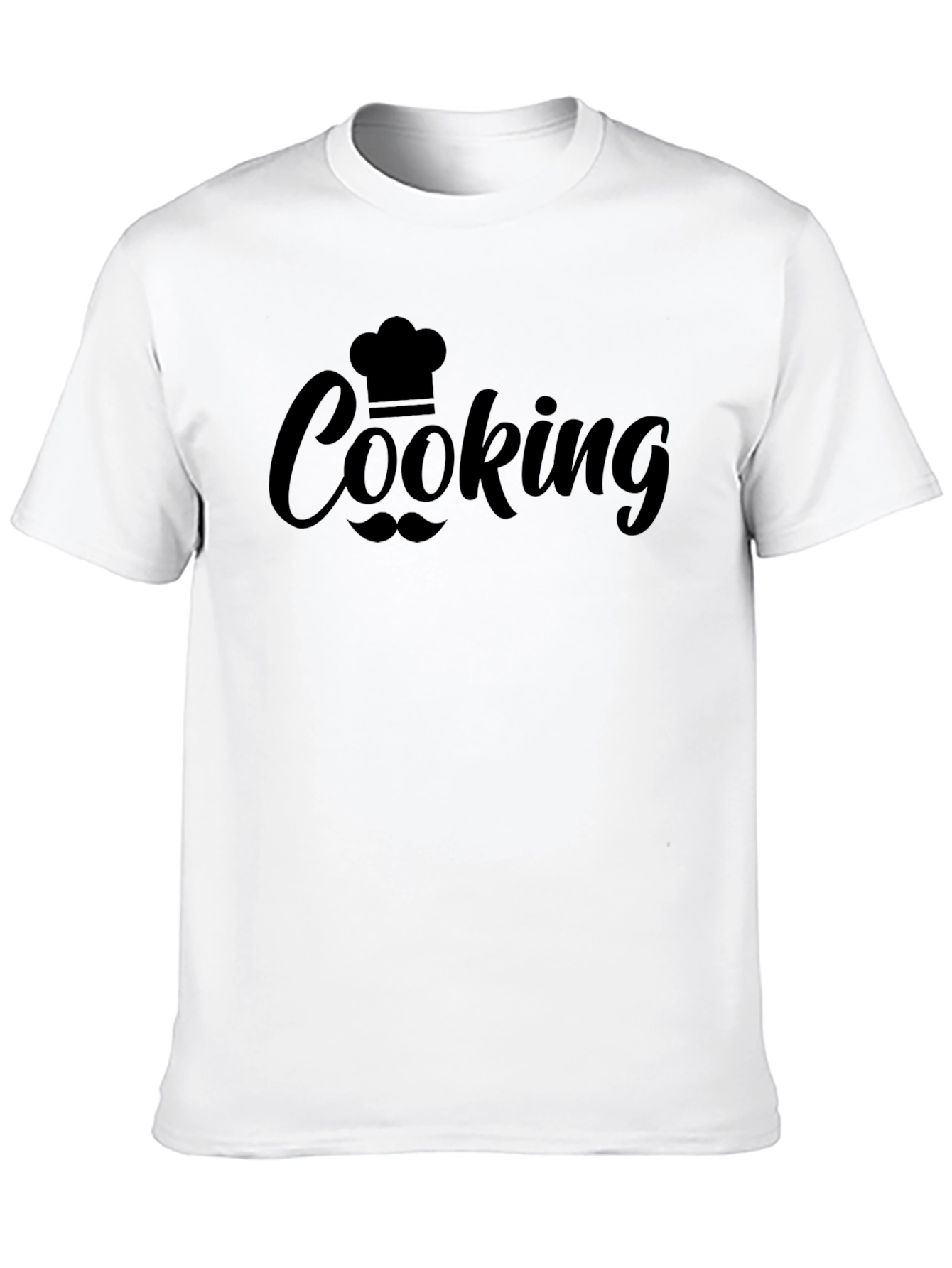 Cooking Chef Hat & Mustache Graphic Black T-Shirt